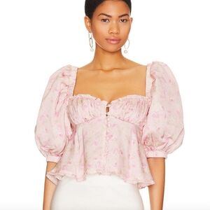 Floral Pink Puff Sleeve Top